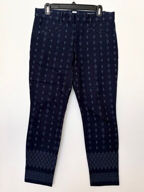 GAP Pixie Skinny Ankle Pants Blue Pattern Front Zip Size 8